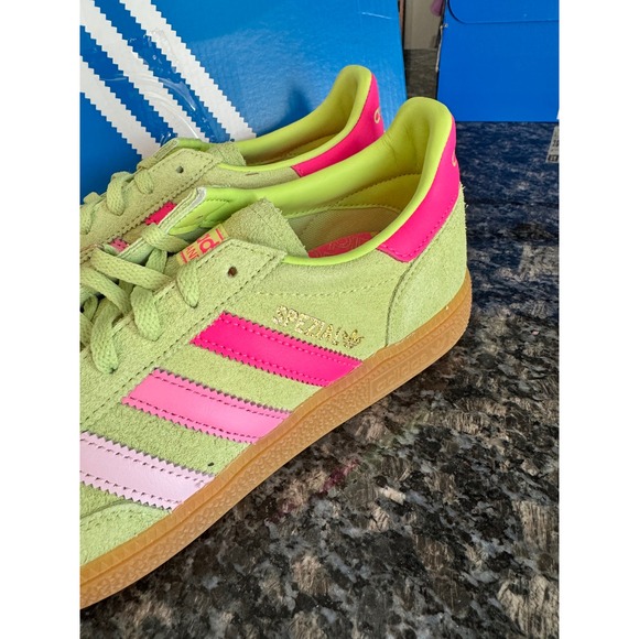 Adidas Handball Spezial W Lime Green Pink Suede Gum Sole JP8752 Womens 8.5 NEW - Picture 2 of 7